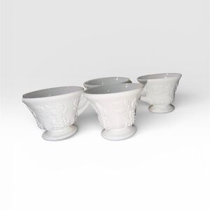 Vintage Milk Glass Pedestal Mugs - Set of 4